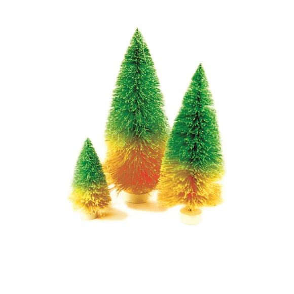 Cody Foster Ombre Bottlebrush Sisal Trees Green Peach, Set of 3 - Picture 1 of 2